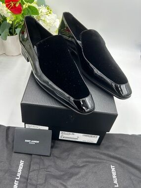 Men’s Saint Laurent patent/velvet loafers. Size 45/12 US.  Made in Italy.